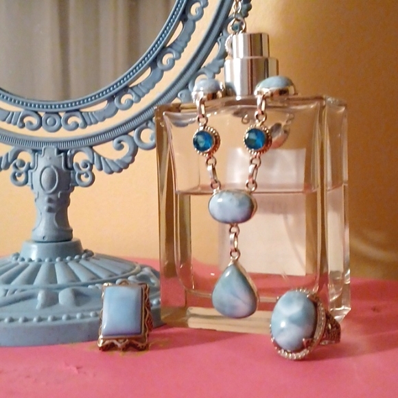 Larimar,blue topaz,station necklace! - Picture 7 of 8